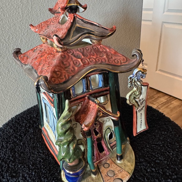 Vintage Blue Sky Clayworks The Happy Dragon Restaurant Tea Light Ceramic House - Picture 2 of 11